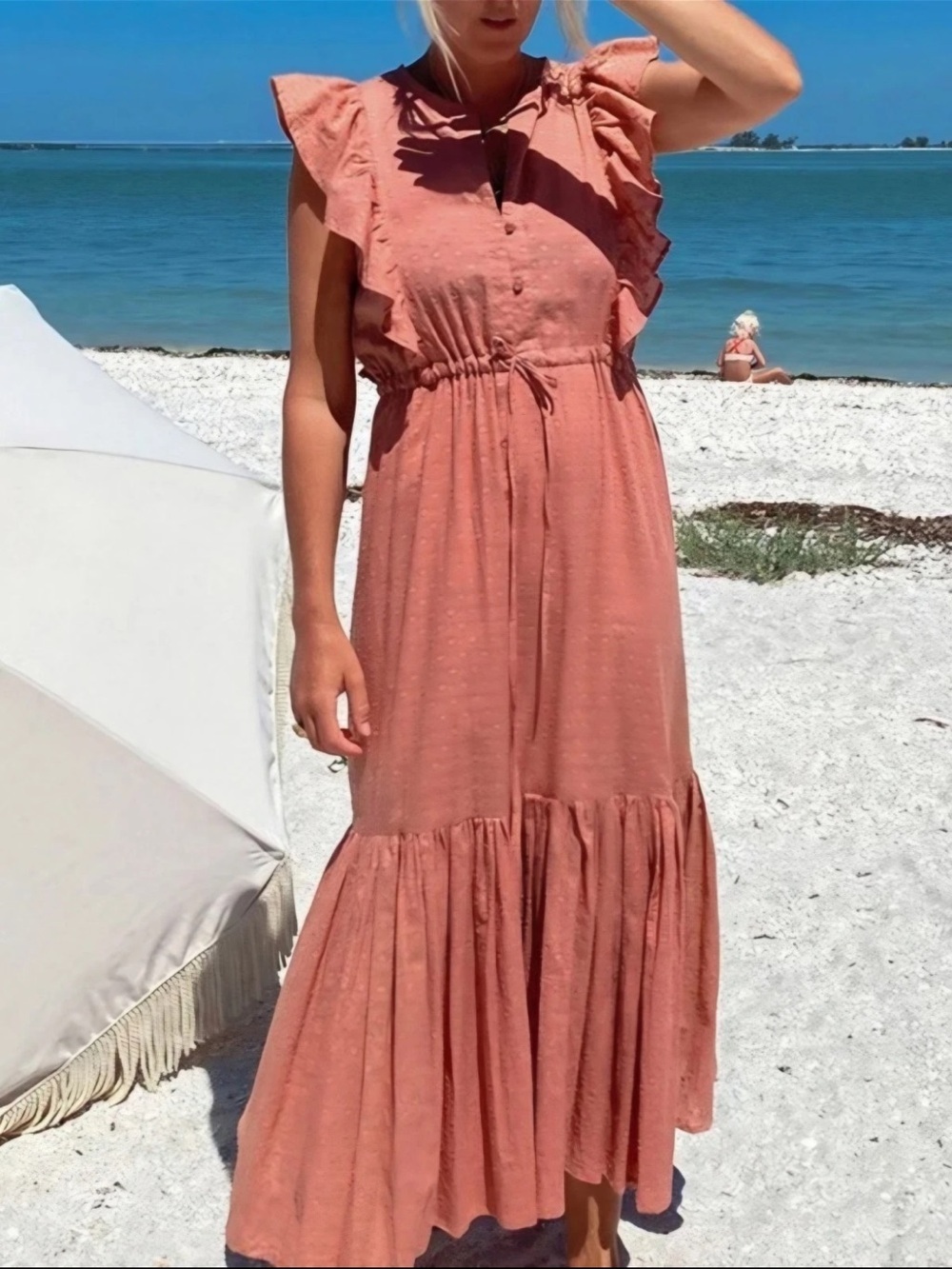 Emerson Fry India Collection Chandra Dress Pink Swiss Dot 100% Cotton Size L - Picture 3 of 13